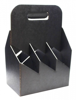 Flaschenträger-Karton 6er schwarz für 6x330ml bis 63mm Flaschendurchmesser